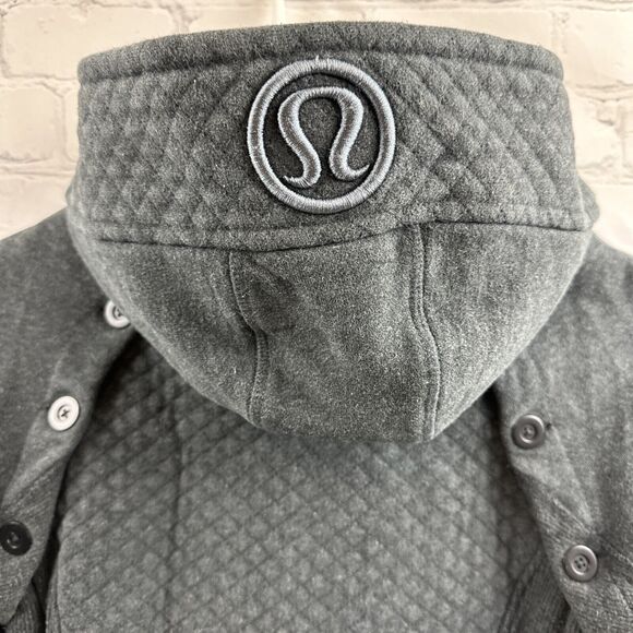 Lululemon Special Edition Women's Gray Quilted Full Zip Scuba Jacket Hooded sz 2 - Picture 9 of 15